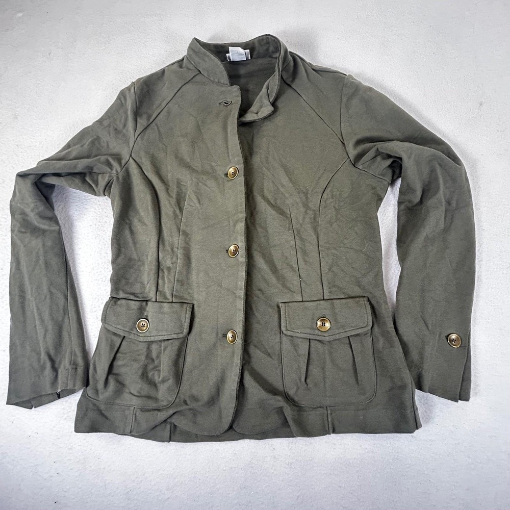 Jaclyn Smith Utility Jacket Womens Medium Olive Green Military Safari‎ Layering